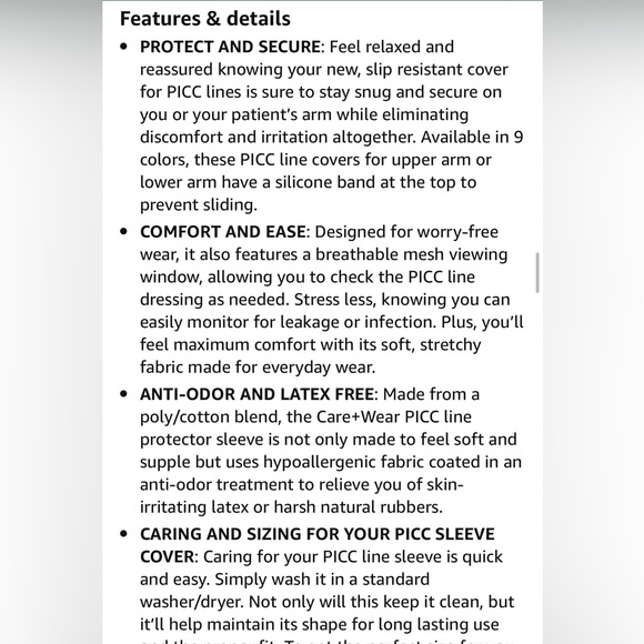 Care wear ultra-soft Antimicrobial PICC Line Cover. Fits 15”-17” Bicep, Unisex - Picture 7 of 7